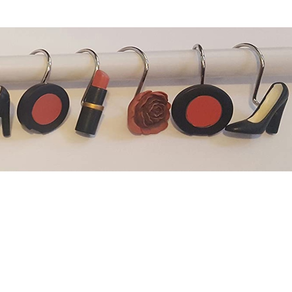 Diva Fashionista Shower Curtain Fashion Hooks Set of 12 Resin Hooks - Picture 3 of 11
